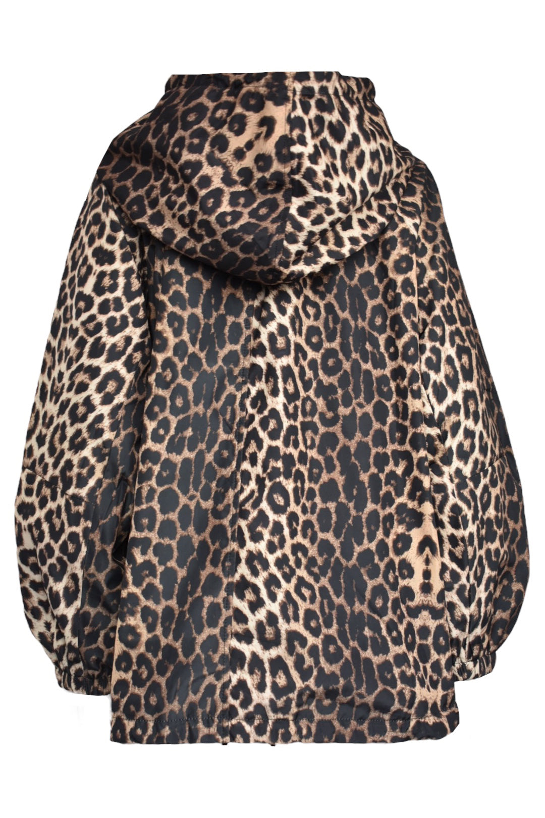 Womens Animal Print Dipped Hem Hooded Coat