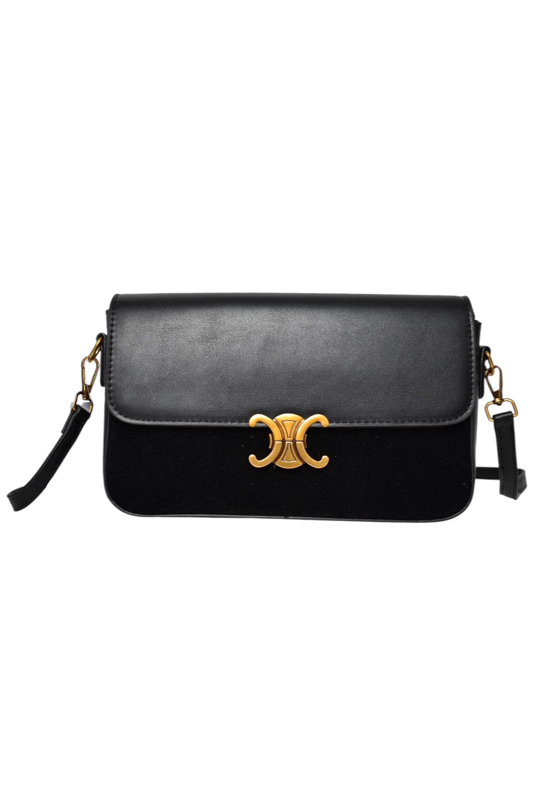 Black Contrast Material Cross Body Bag
