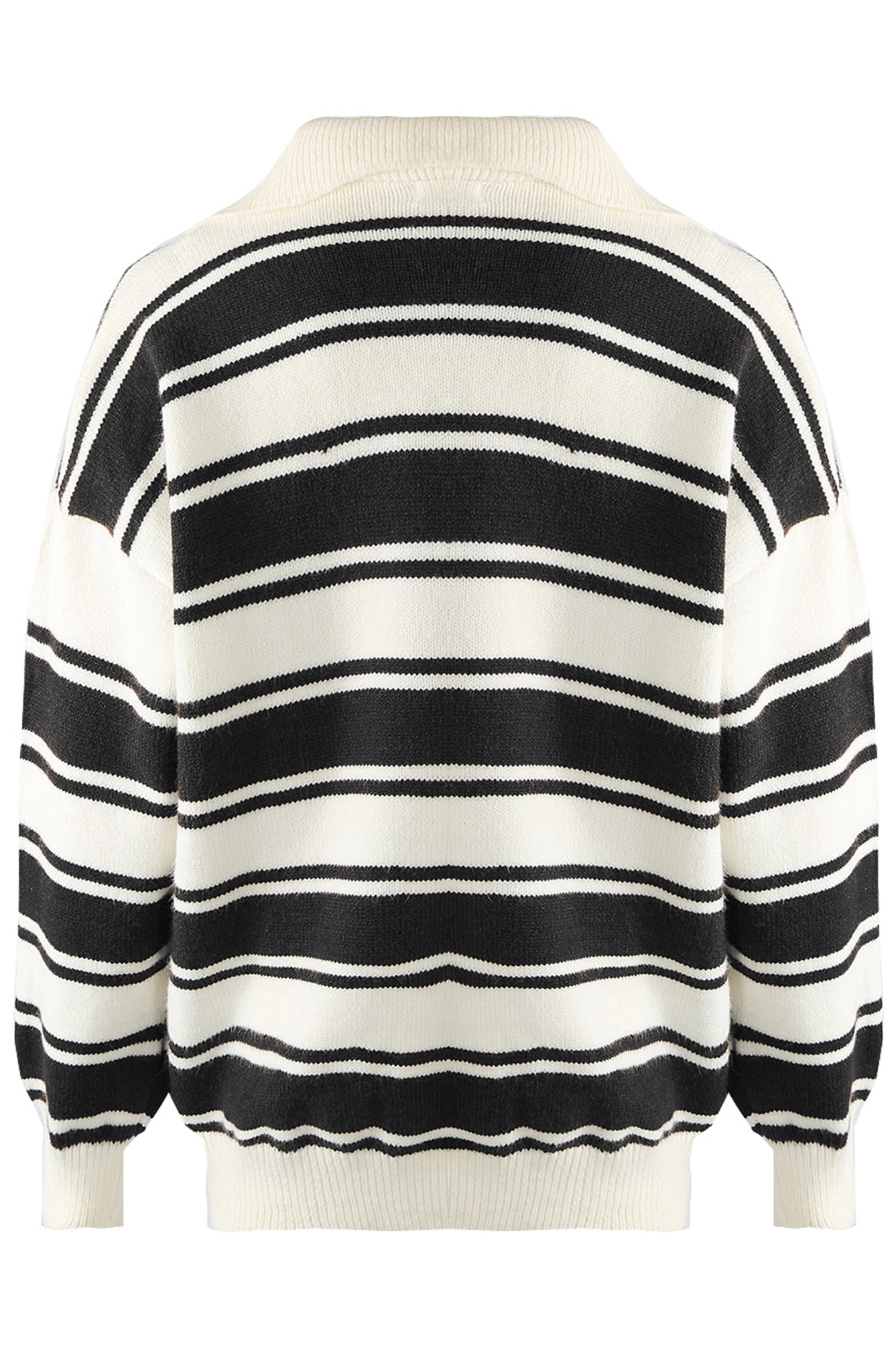 Womens Black & Cream Double Stripe Quarter Zip Jumper 