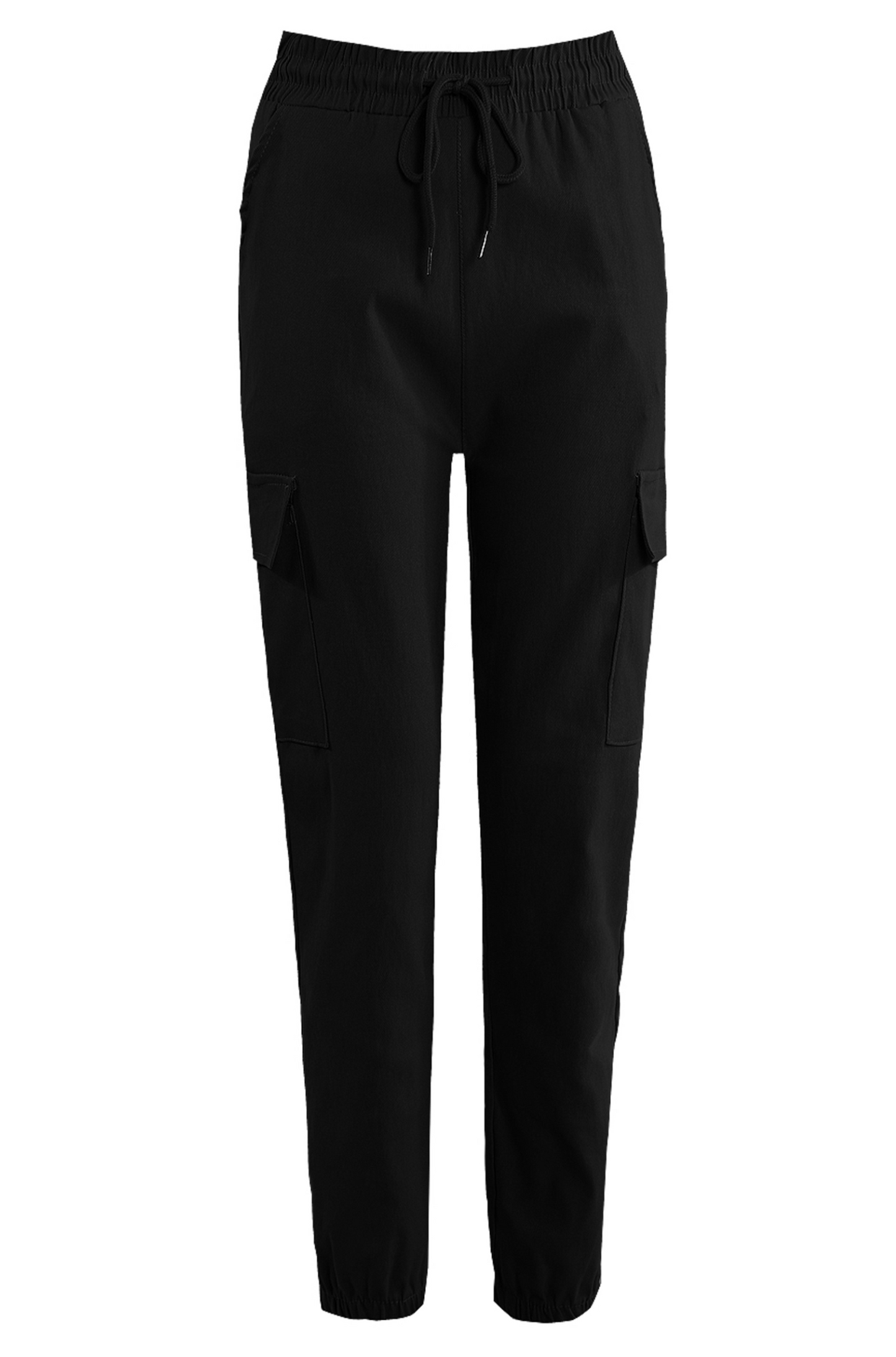 Womens Black Cuffed Cargo Trousers
