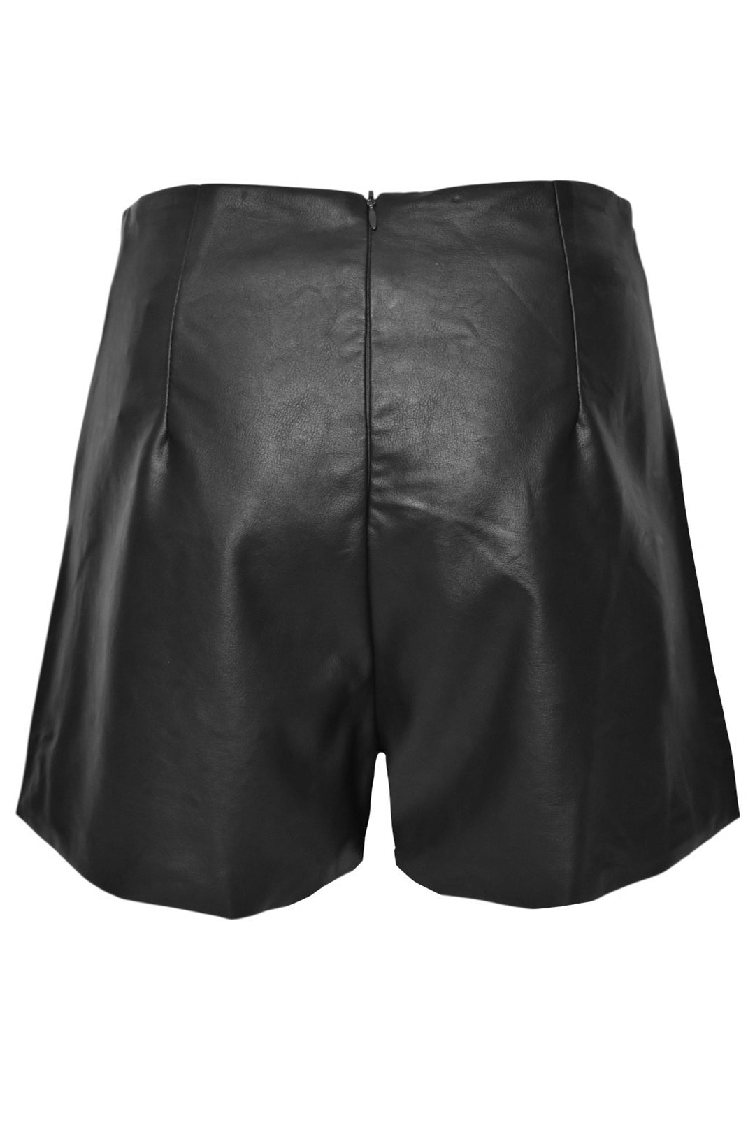 Black High Waisted Faux Leather Shorts