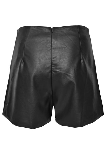 Black High Waisted Faux Leather Shorts