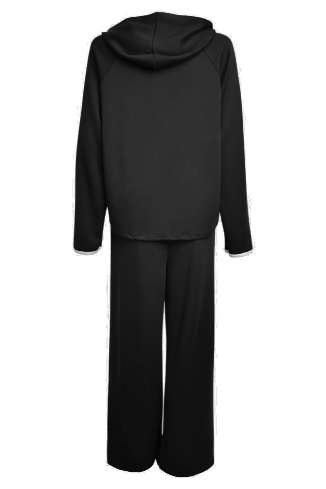 Womens Black Hooded Half Zip Wide Leg Loungesuit