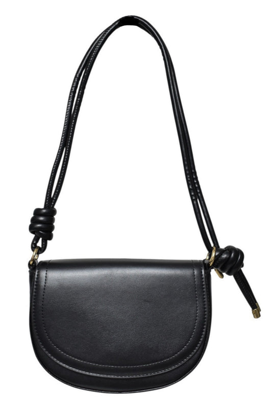 Black Knotted Strap Cross Body Satchel