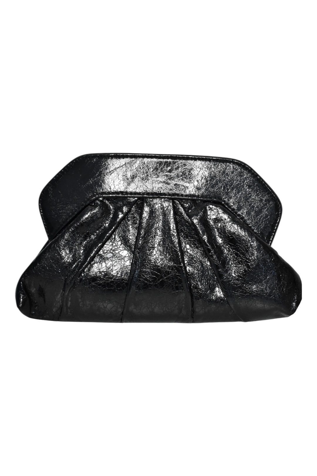 Black Metallic Pleated Clutch Bag