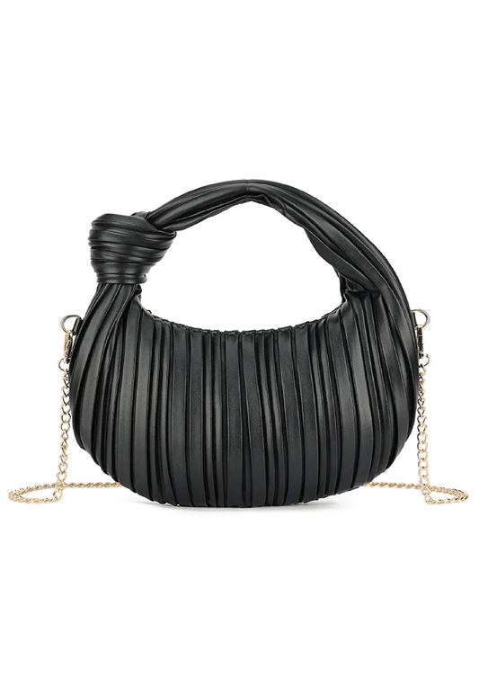 Womens Black Pleated Knot Grab Bag 2