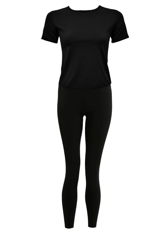 Black Short sleeve Top & Leggings Active Set