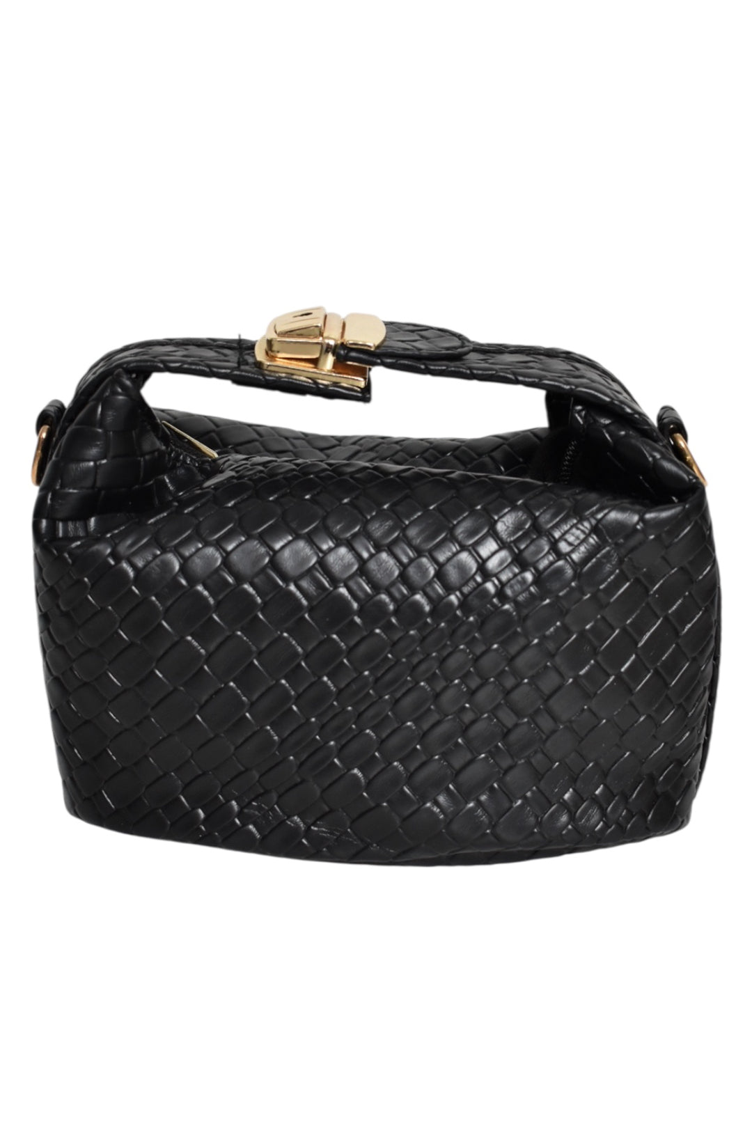 Womens Black Woven Mini Grab Bag