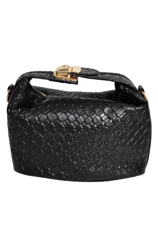 Womens Black Woven Mini Grab Bag