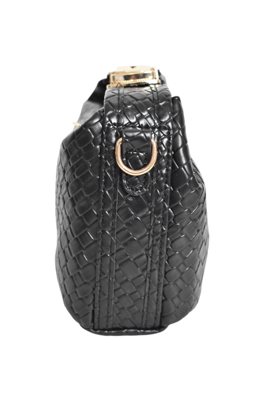 Womens Black Woven Mini Grab Bag 2