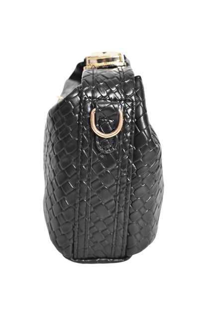 Womens Black Woven Mini Grab Bag 2