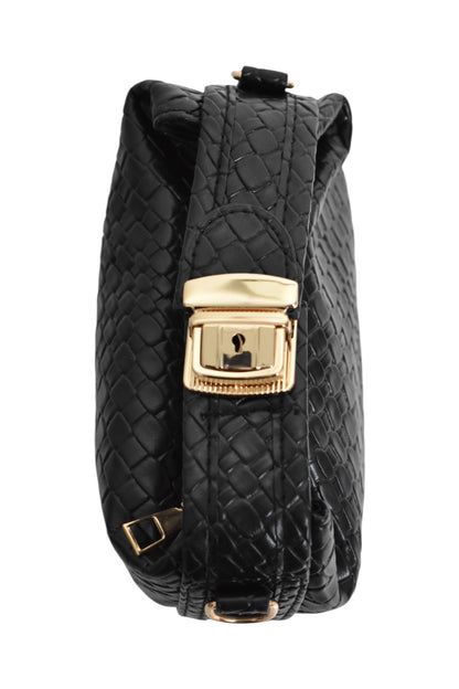 Womens Black Woven Mini Grab Bag