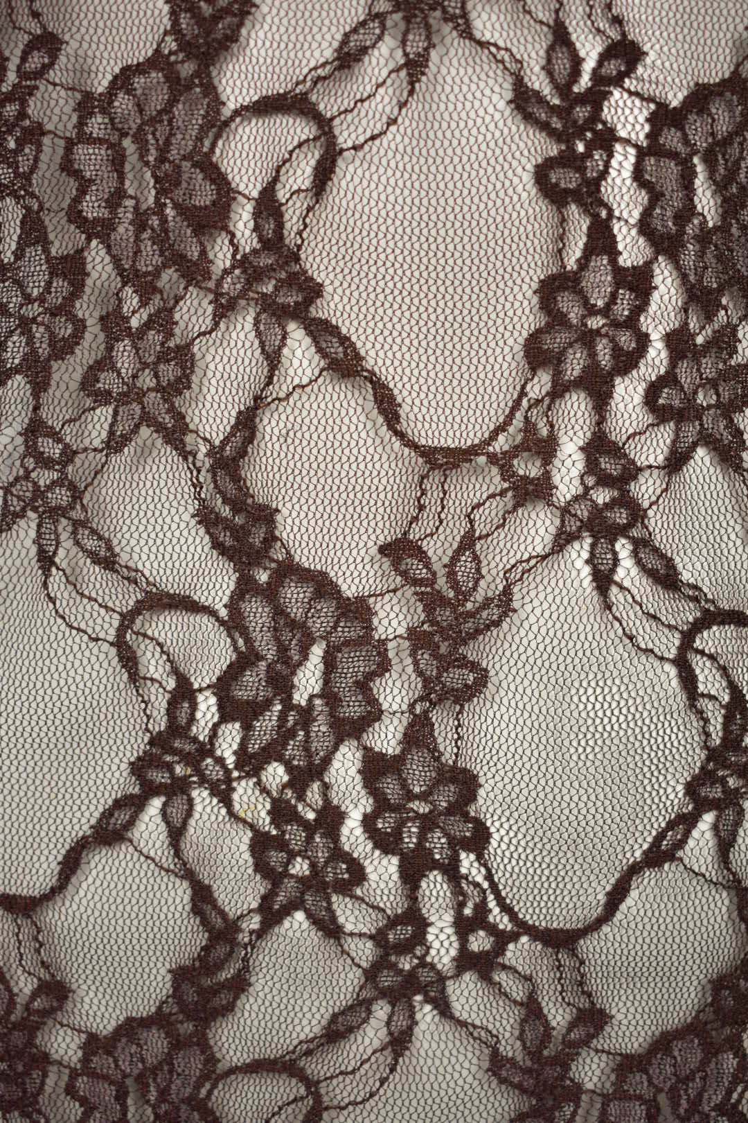 Womens Brown Floral Lace Flared Sleeved Top 