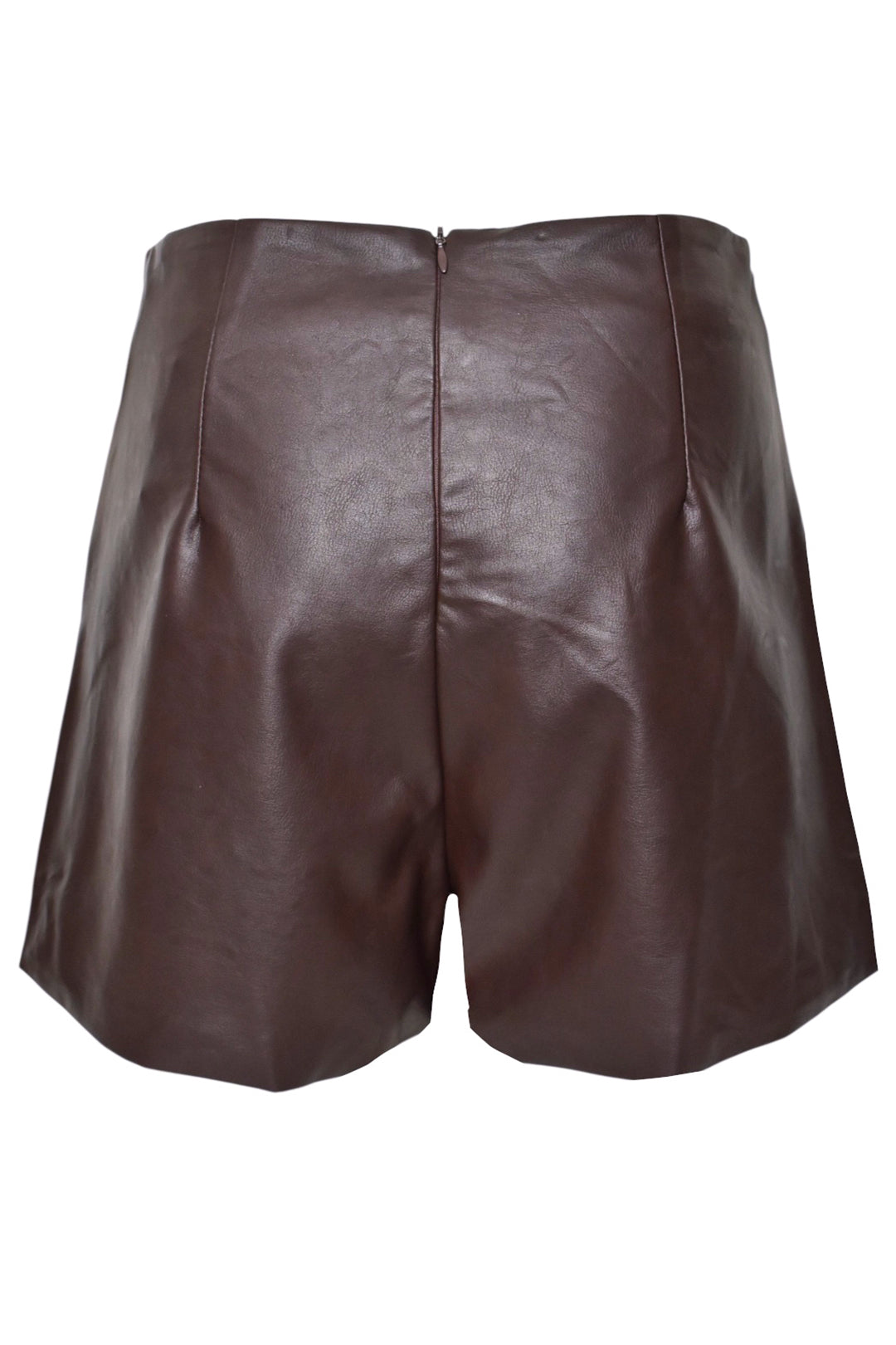 Brown High Waisted Faux Leather Shorts