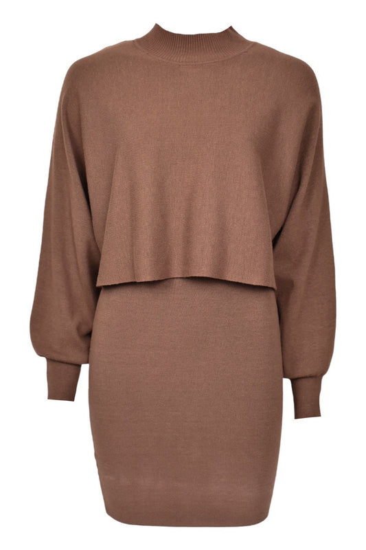 Brown Knitted Jumper & Dress Co-ord