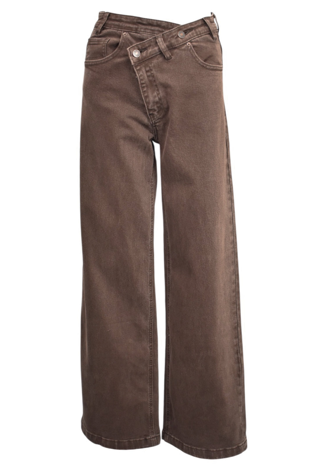 Womens Brown Overlap Dad Fit Jeans