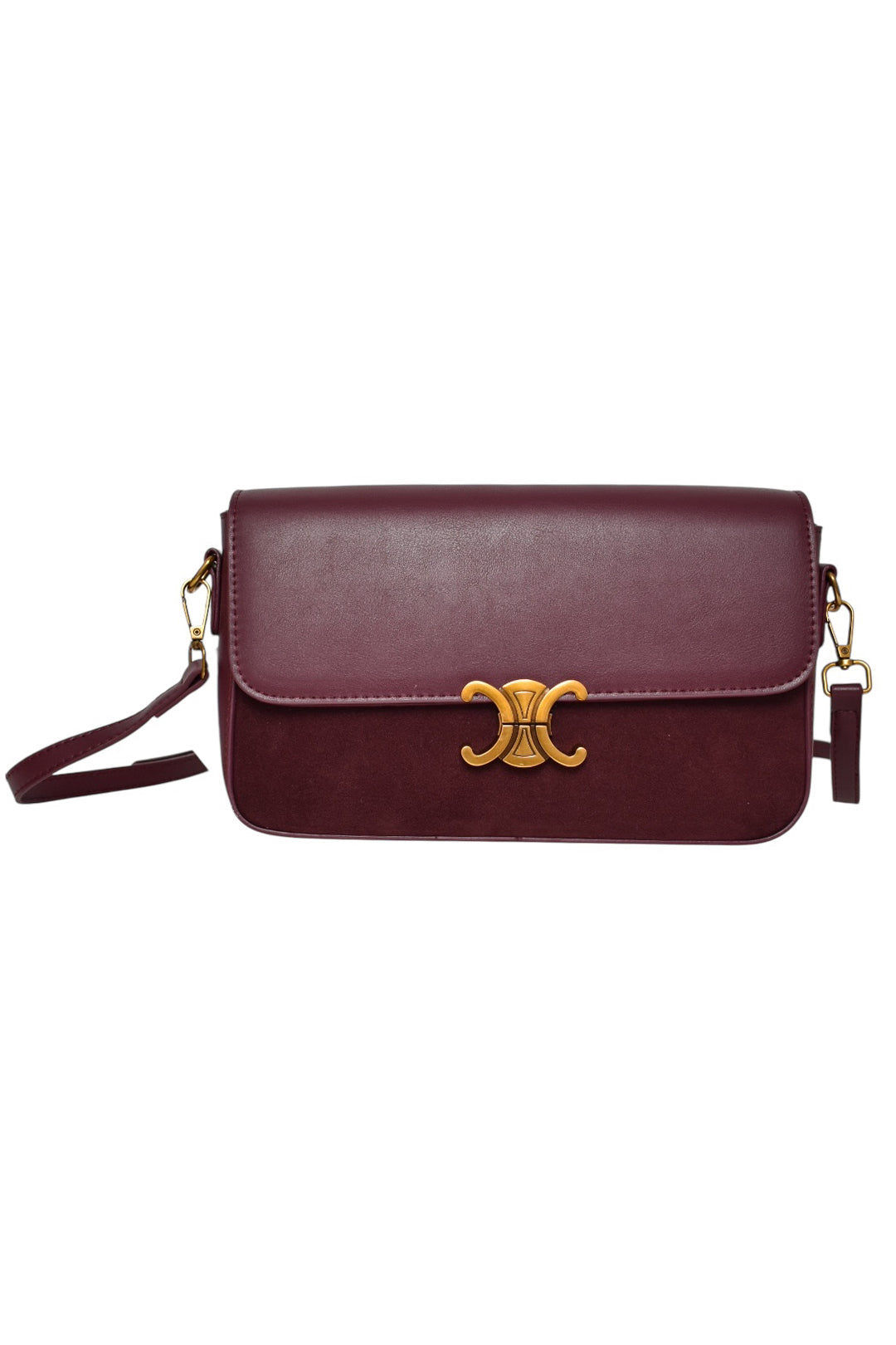 Burgundy Contrast Material Cross Body Bag