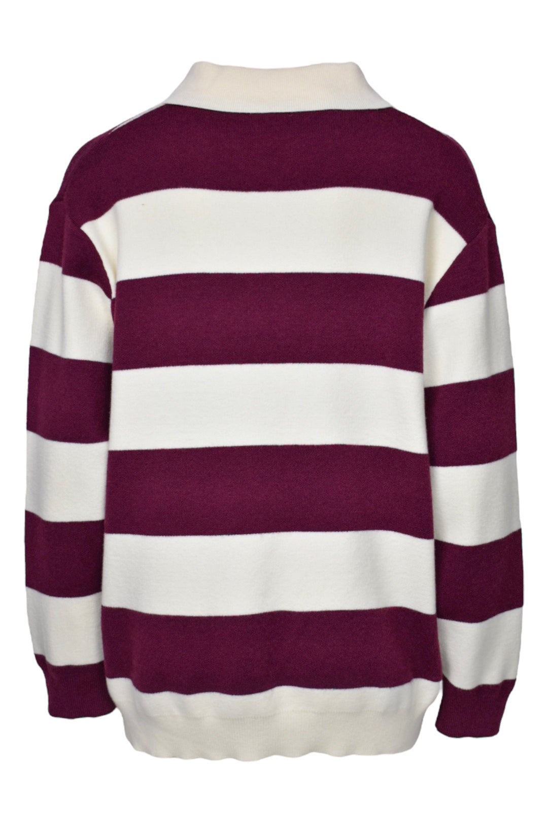 Womens Burgundy & Cream NEW YORK Striped Collared Jumper
