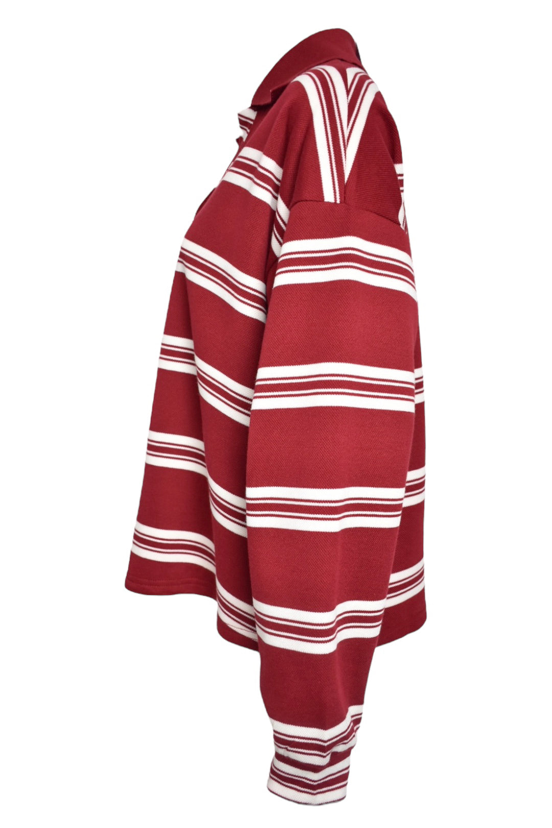 Womens Burgundy Striped Rugby Top