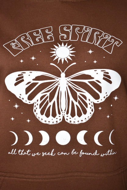Womens Chocolate Free Spirit Butterfly Hoodie