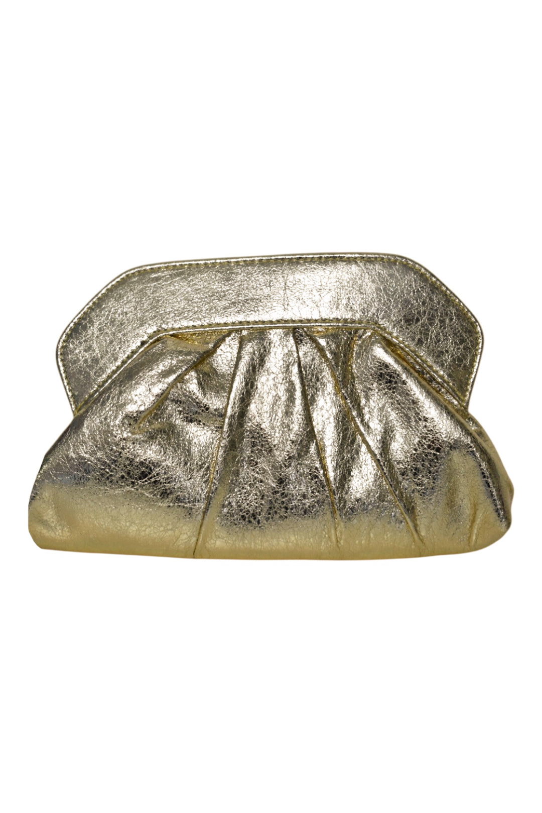 Womens Gold Metallic Pleated Clutch Bag