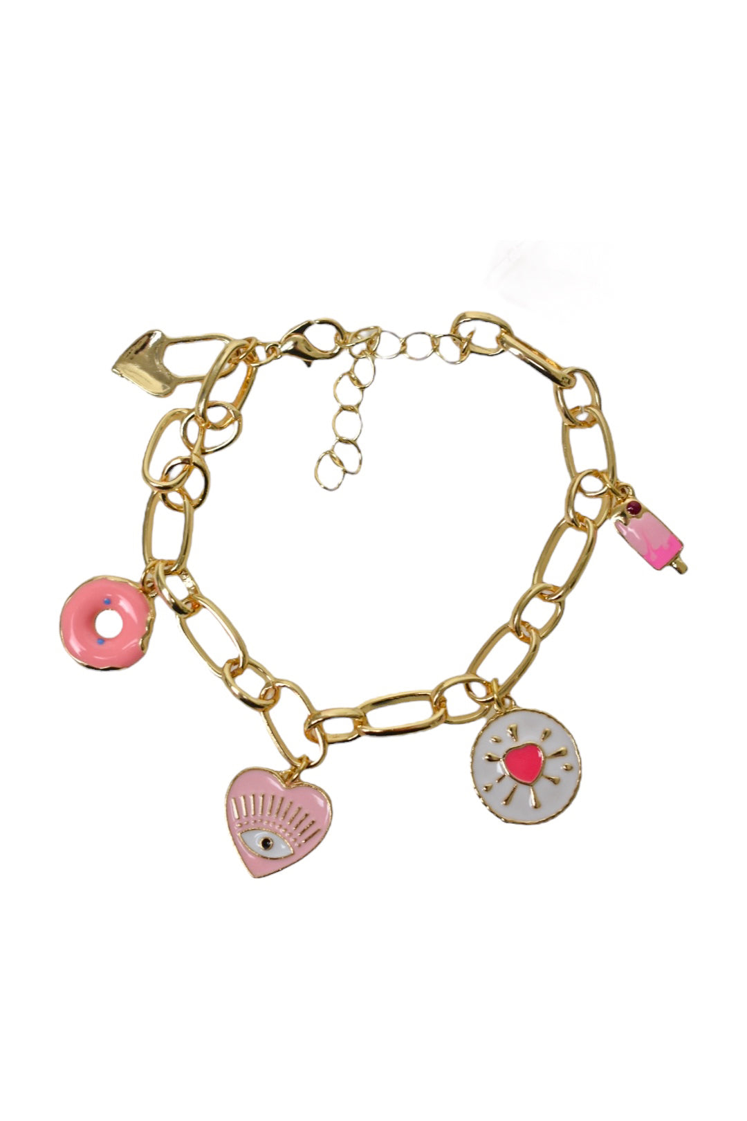 Gold & Pink Charm Bracelet
