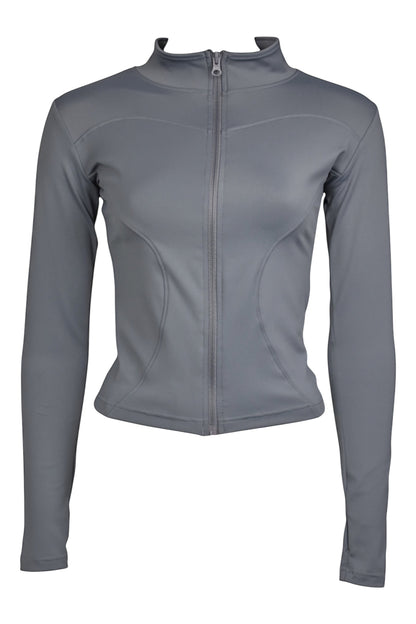 Womens Grey Zip Up Jacket & Leggings Active Set