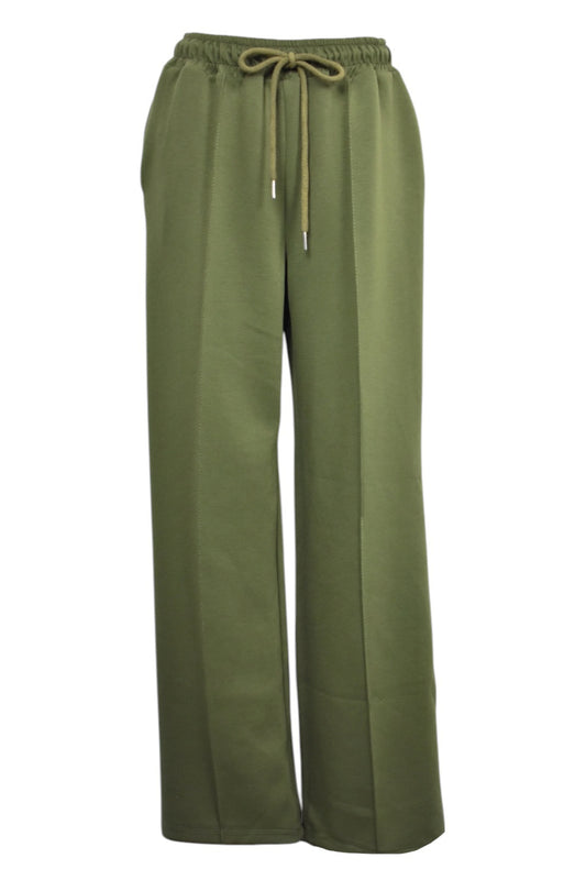 Womens Khaki Wide Leg Joggers