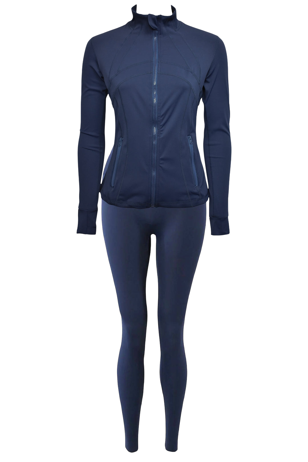 Womens Navy Active Leggings & Zip-Up Jacket Set