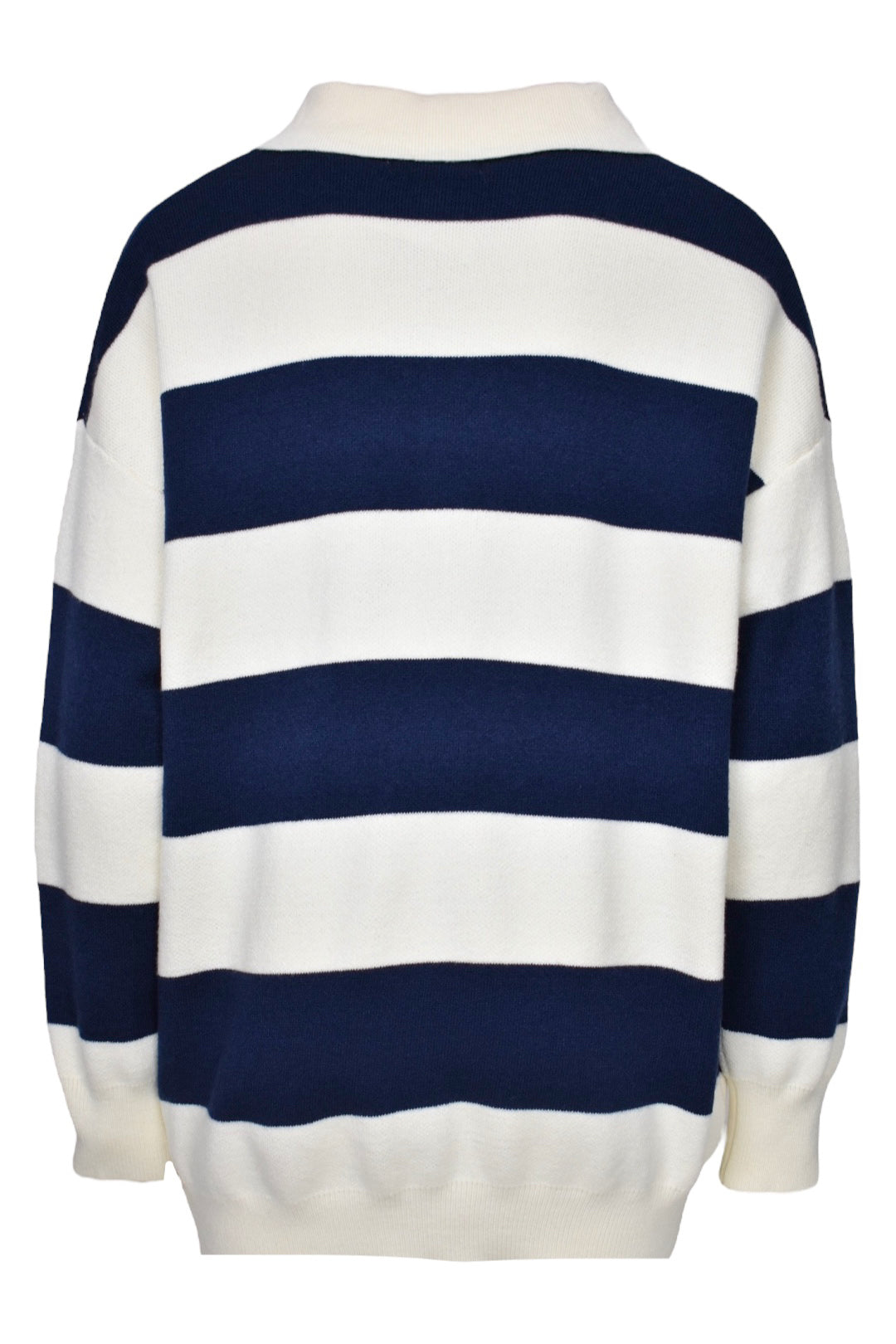 Womens Navy & Cream BROOKLYN Striped Collared Jumper