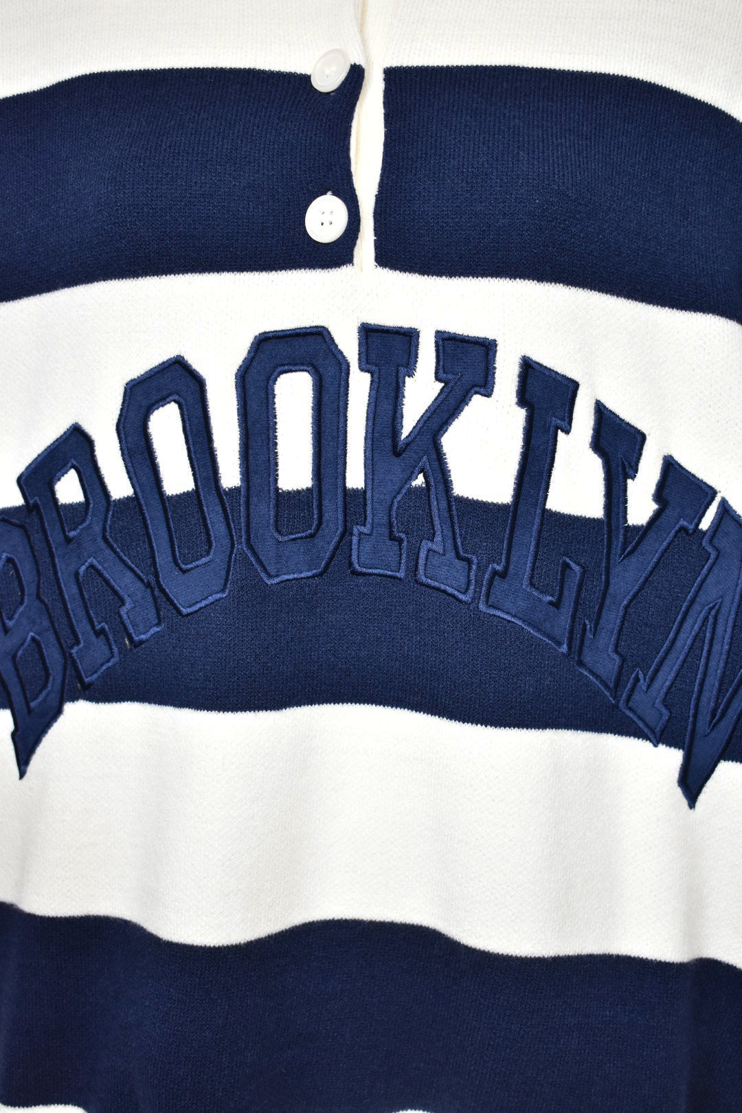 Womens Navy & Cream BROOKLYN Striped Collared Jumper