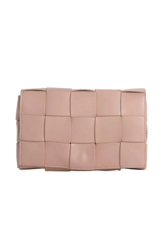 Nude Woven Cross Body Bag