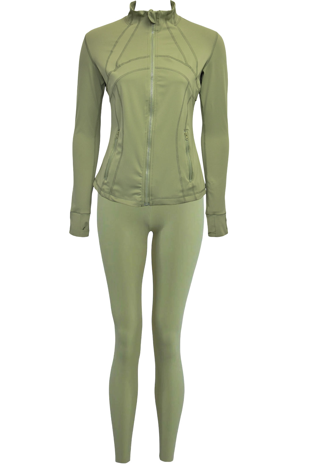 Olive Active Leggings & Zip-Up Jacket Set