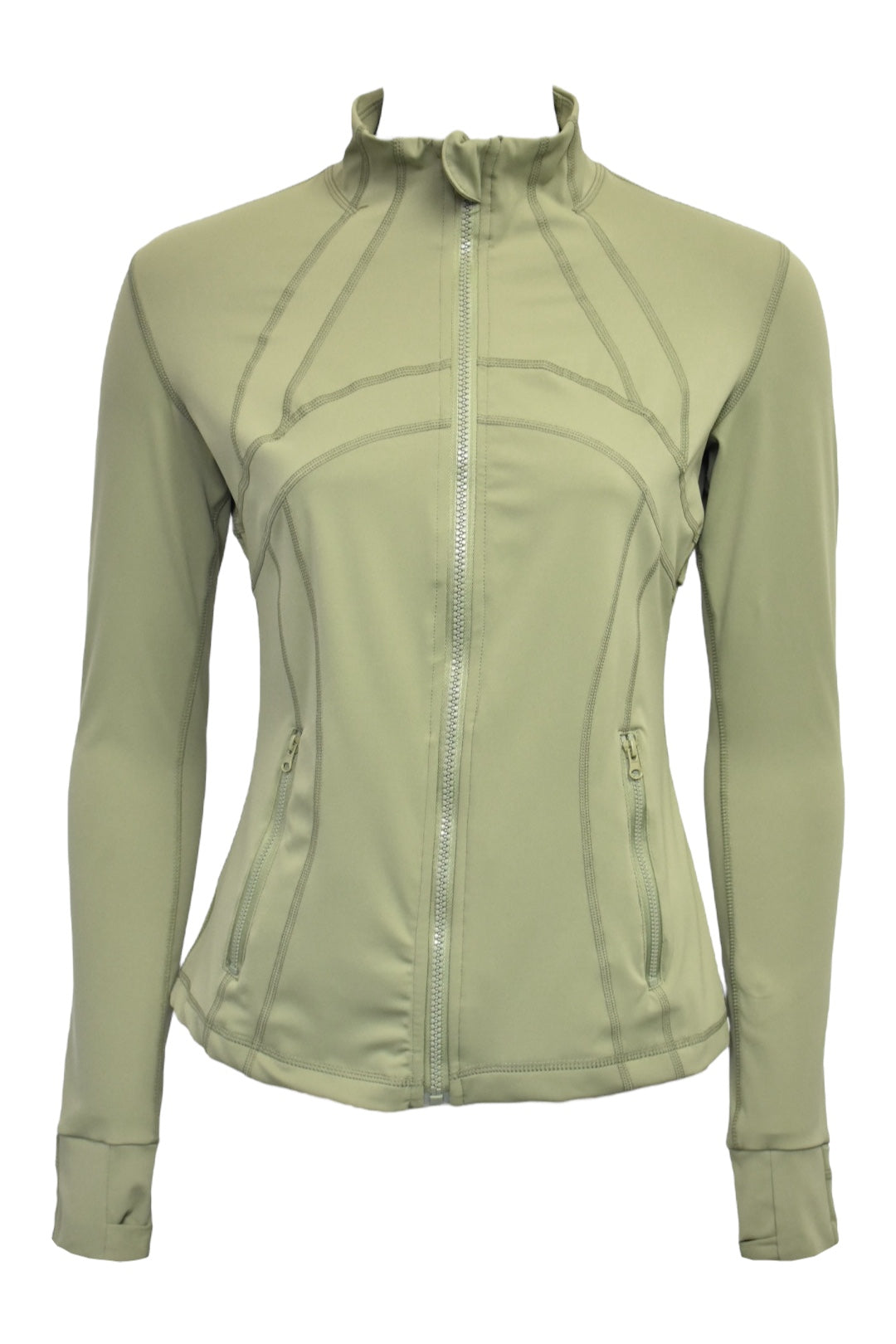 Womens Olive Active Leggings & Zip-Up Jacket Set