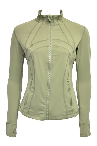 Womens Olive Active Leggings & Zip-Up Jacket Set