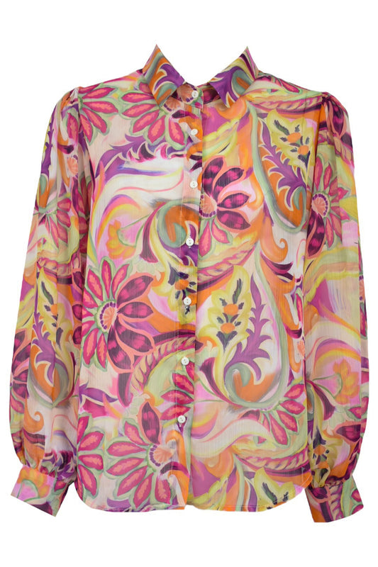 Womens Pink Multi Floral Button Shirt