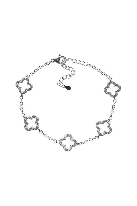 Silver Diamante Cut Out Clover Bracelet