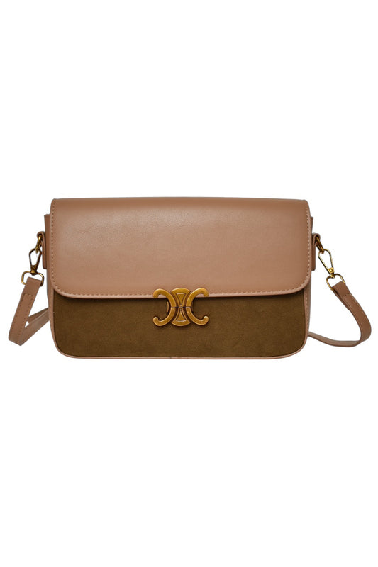 Tan Contrast Material Cross Body Bag