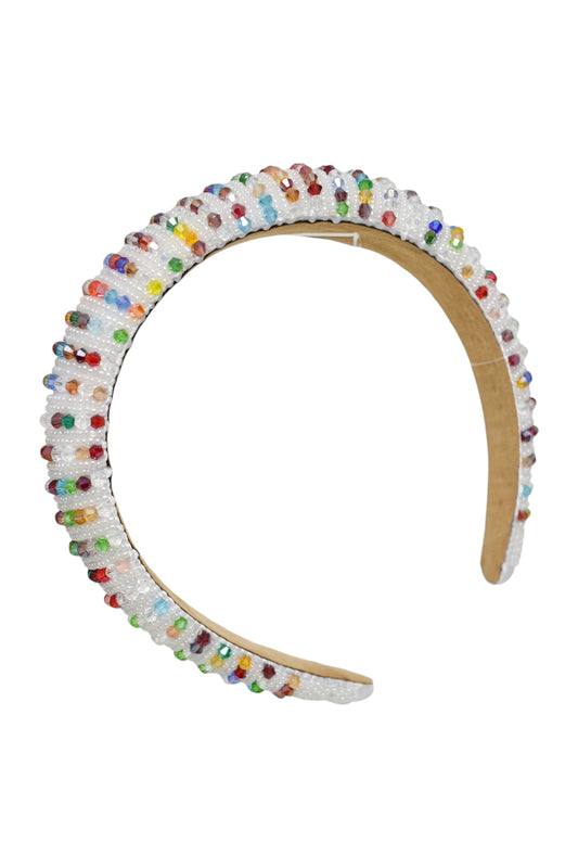 Womens White Multi Beaded Hairband