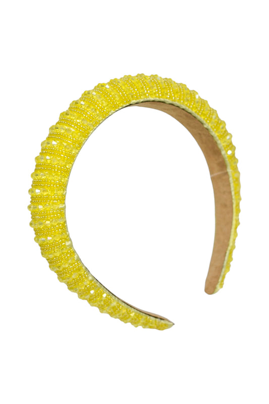 Womens Yellow Beaded Hairband
