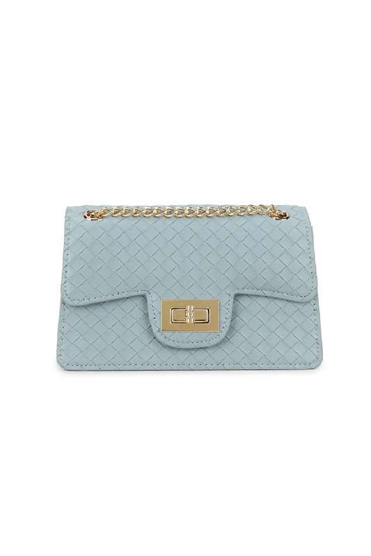 Baby Blue Woven Mini Cross Body Bag