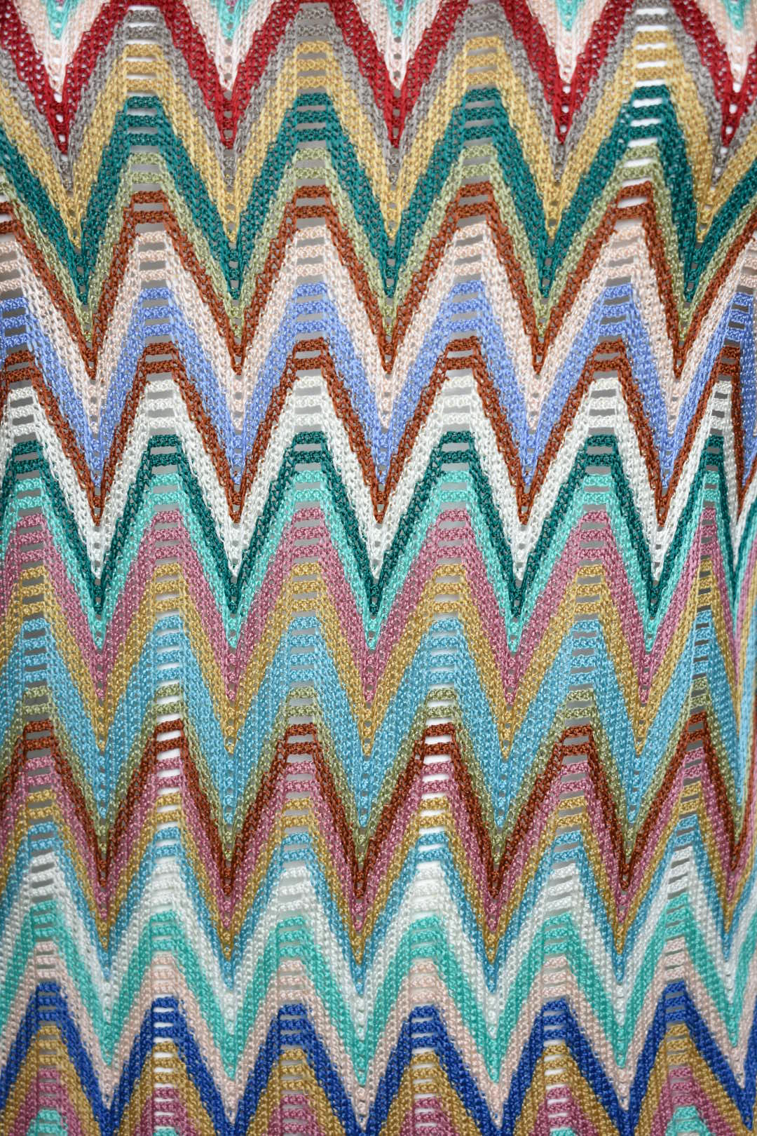 Green Multi Zig Zag Knitted Long Sleeve Top