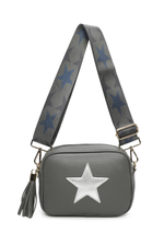 Dark Grey Star Strap Cross Body Bag