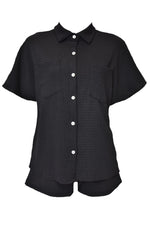 Black Crinkle Short Sleeve Shirt & Shorts Co-ord
