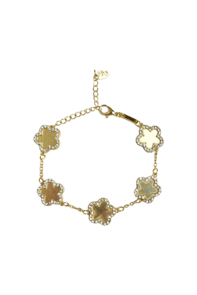 Gold Diamante Clover Bracelet