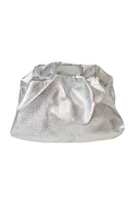 Silver Metallic Ruched Pouch Bag