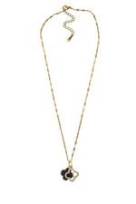 Gold & Black Diamante Clover Necklace