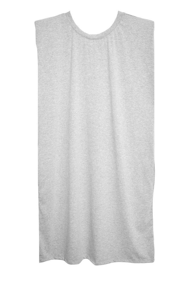 Grey Padded Shoulder T-Shirt Dress
