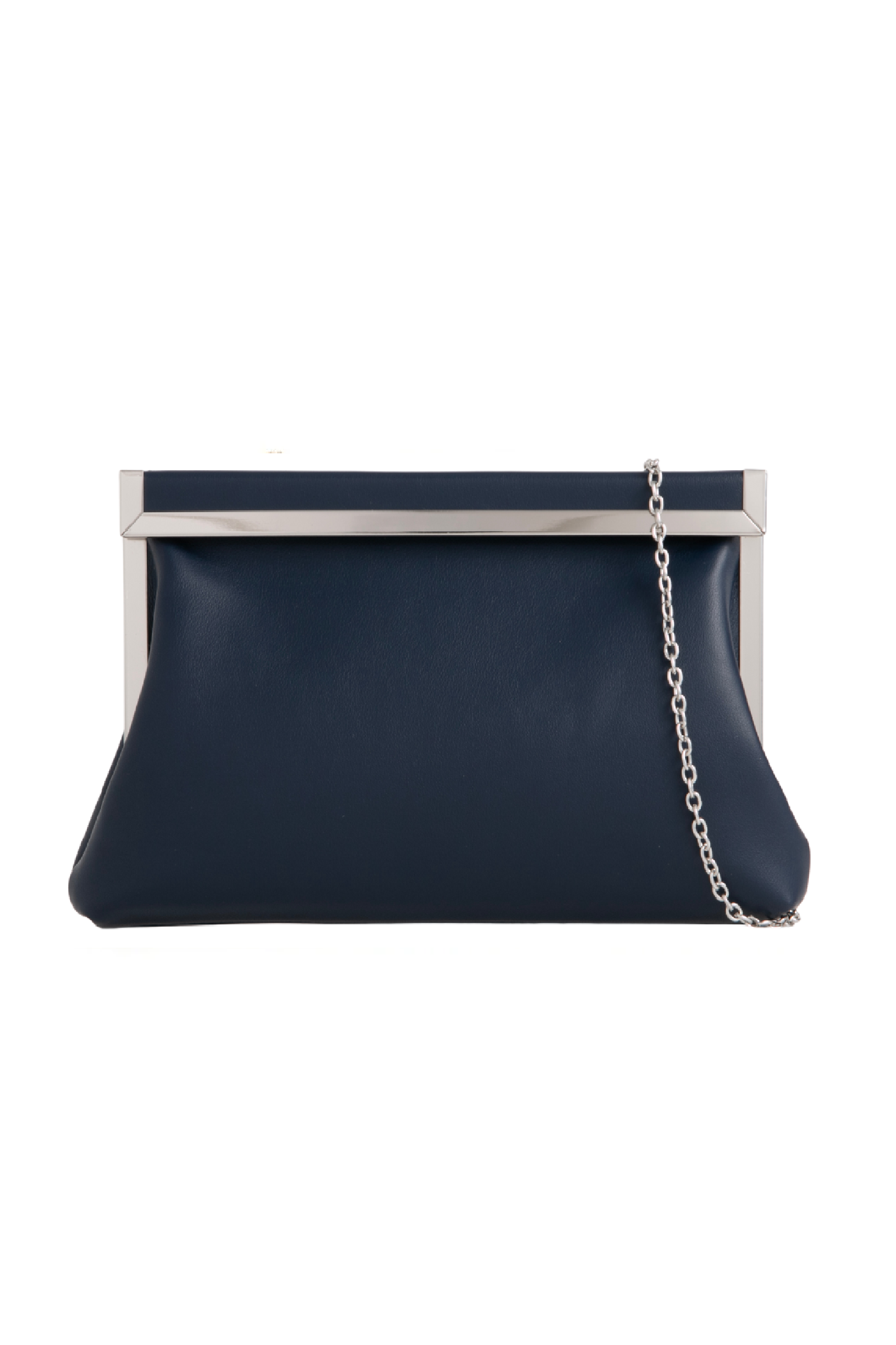 Navy Metal Trim Clutch Bag