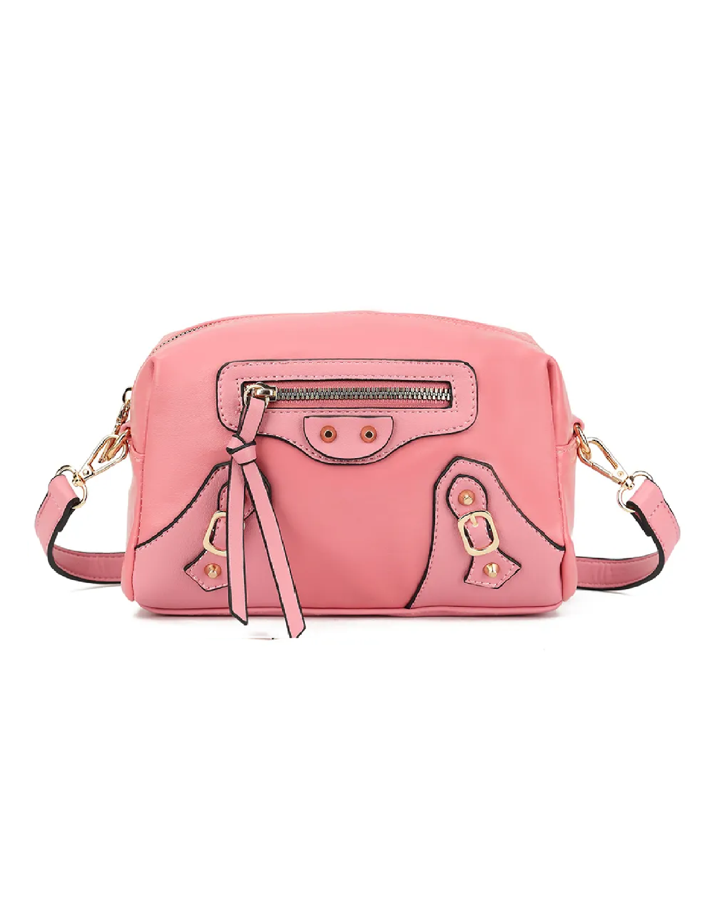 Pink Gold Stud & Zip Cross Body Bag